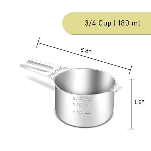 1PCS 3/4CUP (180ML, 6OZ) Measuring Cup, 18/8(304) Stainless Steel