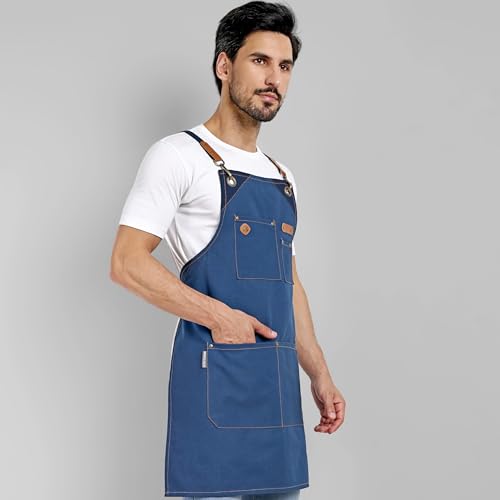 Chef Apron Recycled Cotton Kitchen Apron with an Adjustable Neck with Long Ties