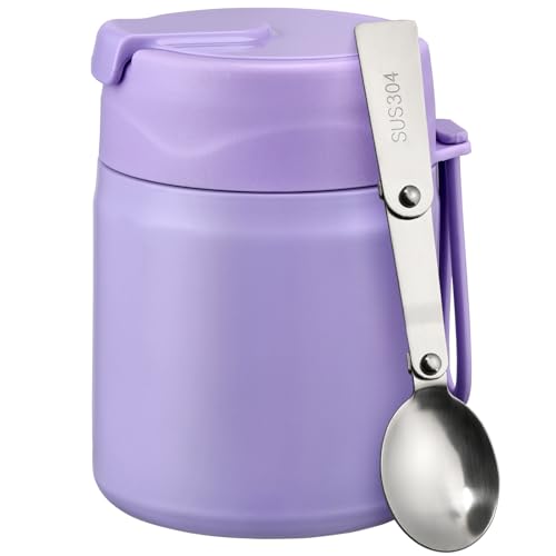 17oz Soup Thermo for Hot Food Kids Insulated Vacuum Food Jar with Stainless Steel Spoon Wide Mouth Thermo Leakproof Lunch Food Container Kids Hot Lunch Box
