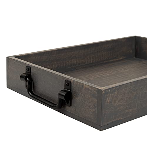 Handmade Wooden Tray with Metal Handles