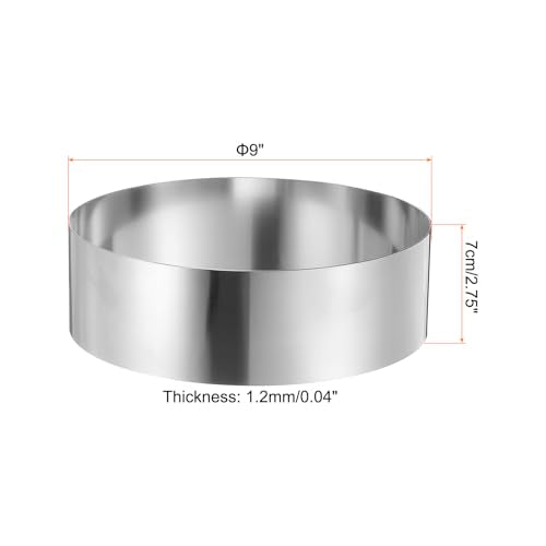 Round Cake Ring 9 x 2.75 Inch Seamless Stainless Steel Pastry Mousse Dessert Ring Mirror Coating for Baking Cooking Making Tool