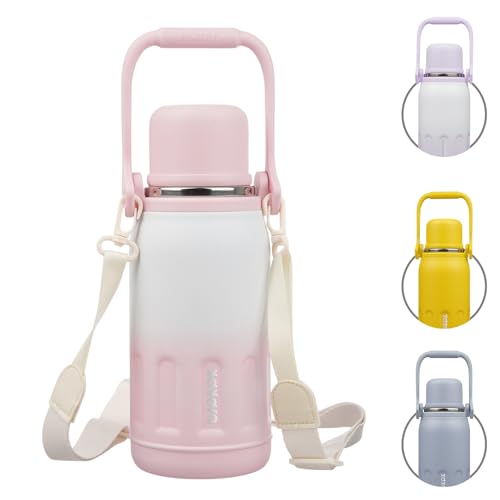 Stainless Steel Insulated Bottle with Handle & Strap