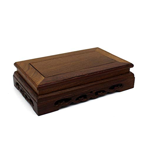 Primitives Rustic Rosewood Rectangle Display Stand Vase Pot Base Fishbowl Pedestal Stand