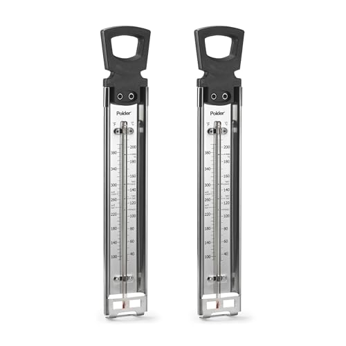 Candy/Jelly/Deep Fry Thermometer, Stainless Steel, with Adjustable Sliding Pot Clip Attachment and Quick Reference Temperature Guide
