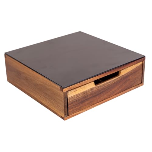 Tempered Glass and Natural Wood Coffee Pod Drawer Organizer