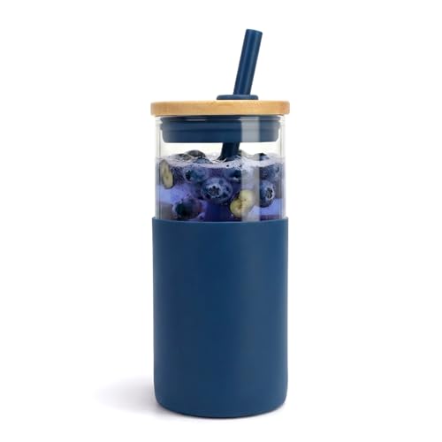 16 oz Glass Tumbler with Lids and Straws