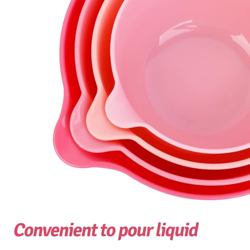 4 Pack Nesting Mixing Bowl with Pour Spout and Handle