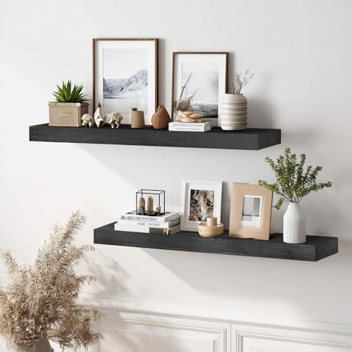 Solid Wood Floating Shelves (2 Count)