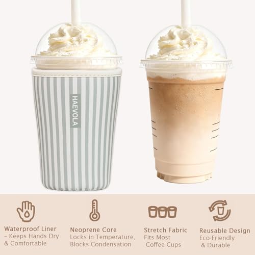 Reusable Insulated Neoprene Iced Coffee Cup Sleeve (3 Count)