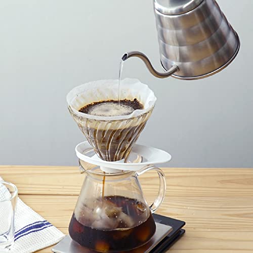 VDGR-02-W V60 Heat-resistant Glass Transmission Dripper 02 for 1 to 4 Cups, White, Made in Japan (24 Count)