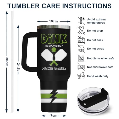 Pickleball Funny Sports 40 oz Tumbler with Handle