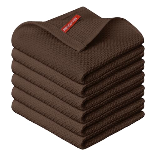 100% Cotton Dark Coffee Waffle Weave Kitchen Dish Cloths
