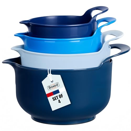 4 Pack Nesting Mixing Bowls with Pour Spout and Handle