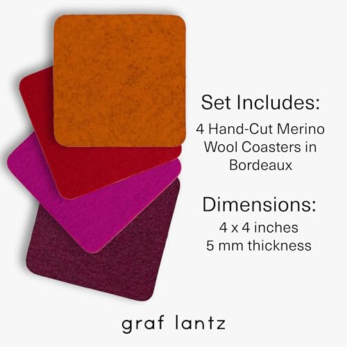 Bierfilzl Merino Wool Square Coasters Set of 4 (4 Count)