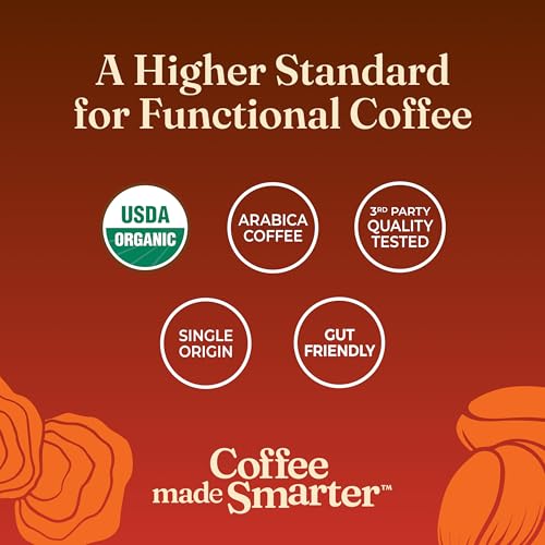 Organic High Caffeine Lion's Mane Ground Coffee (10 Ounce)