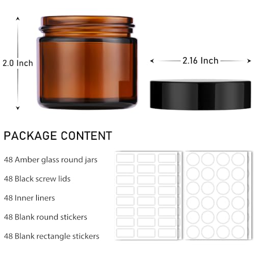 2 oz Glass Jars with Lids (48 Count)