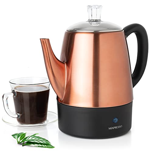 4 Cup Copper Small Electric Percolator Coffee Pot Stainless Steel (4 Count)