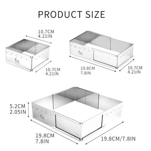 Stainless Steel Extensible Cake Ring Detachable Square Cake Mold Mousse Ring Nonstick Cheesecake Mould Pastry Shaping for Baking