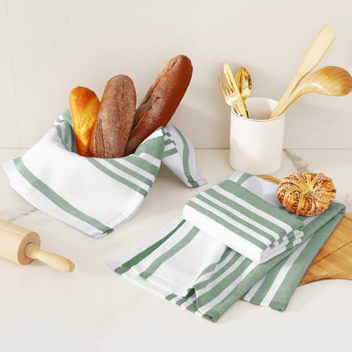 Premium Cotton Stripe Kitchen Towels 6 Pack (6 Count)