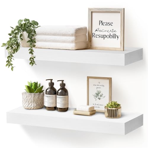 Solid Wood Floating Shelves (2 Count)