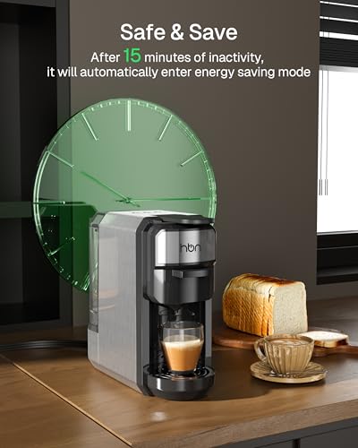 3-in-1 for Nespresso Capsule & K-Cup Pods & Ground Coffee Multi Coffee Maker Single Serve, 19Bar Programmable One-Touch Brewing Espresso Machine, 20oz Removable Water Tank, 1450W Fast Heat (20 Ounce)
