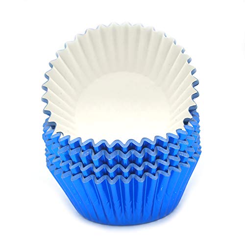 Standard Blue Foil Cupcake Liners Muffin Baking Cups for Party and More (100 Count)