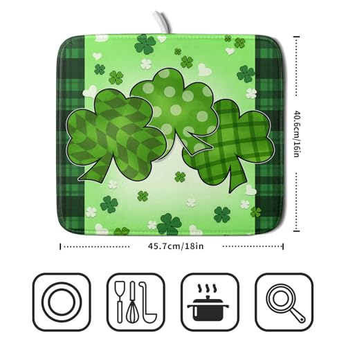 St Patrick's Day Shamrocks Dish Drying Mat 16x18 Inch