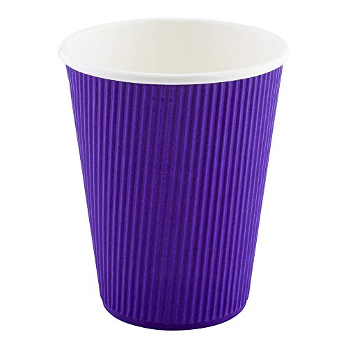 Ripple Wall Coffee Cups 25 Count 12 Ounce Insulated Royal Purple Paper Cups