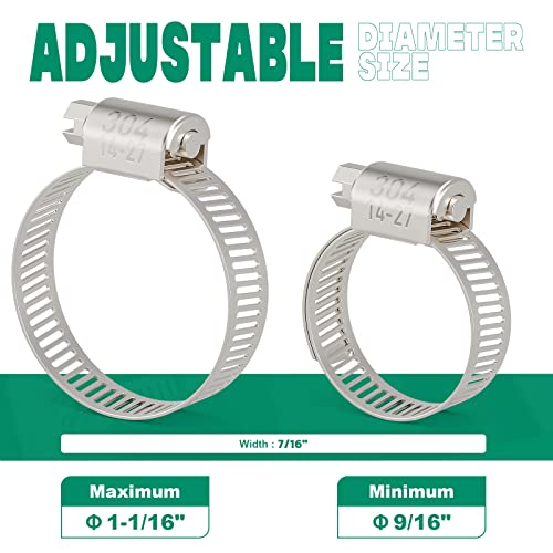 15PCS Hose Clamps Stainless Steel Adjustable 9 (16 Ounce)