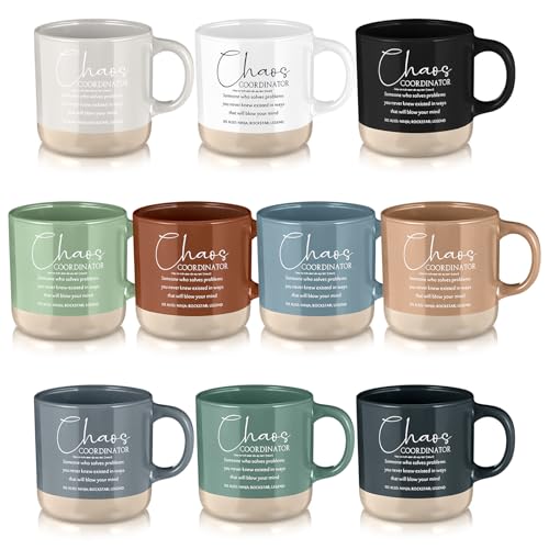10 Pcs Chaos Coordinator Gift Bulk Inspirational Ceramic Coffee Mugs 13 oz Thank You Mugs Back to School Office Funny Gifts for Women Men Teacher Boss Manager Employee Coworker (10 Count)