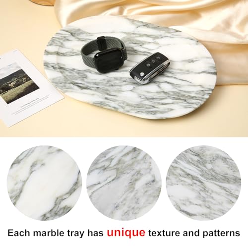 Natural Marble Decorative Tray Bathroom Counter Perfume Organizer Vanity Tray for Home Decor