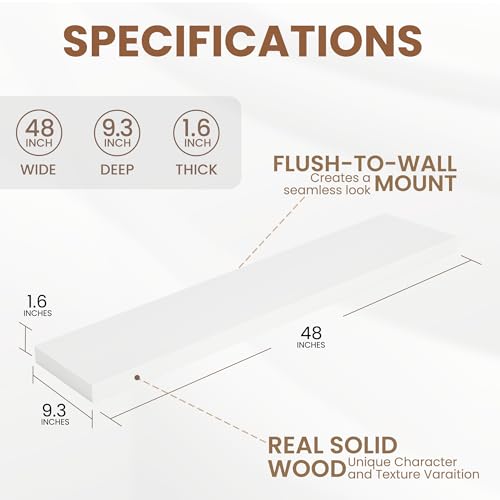 White Floating Shelves 48 InchLong