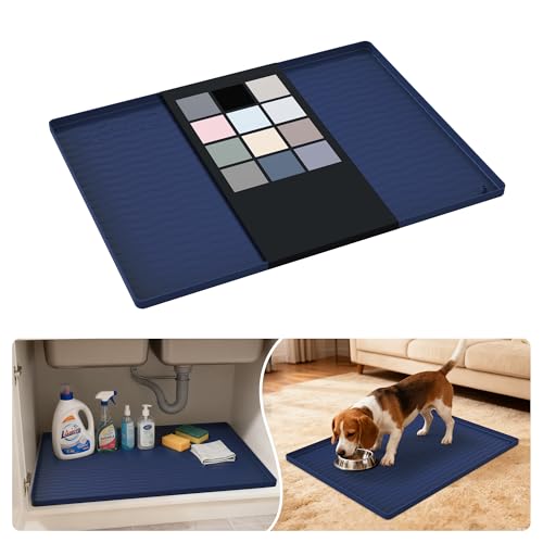 Waterproof Silicone Under Sink Mat 25'' x 19'' Shelf Liner for Kitchen and Bathroom