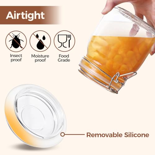 Glass Storage Jars 34 oz 3 Pack for Flour Sugar (3 Count)