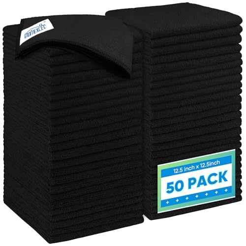 Black Microfiber Cleaning Cloth 50 Pack (50 Count)
