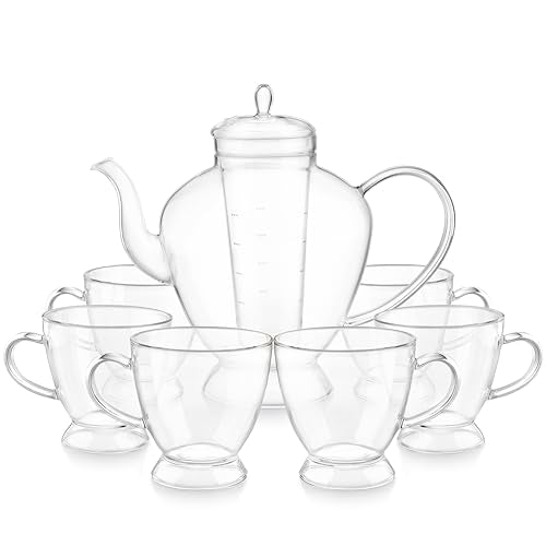 Grand Bouquet Borosilicate Glass Tea Set for Six