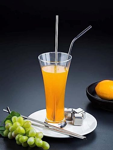 12 Pack 0.24" Wide Reusable Stainless Steel metal Straws (12 Count)