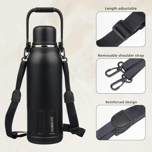 Stainless Steel Insulated Bottle with Handle & Strap