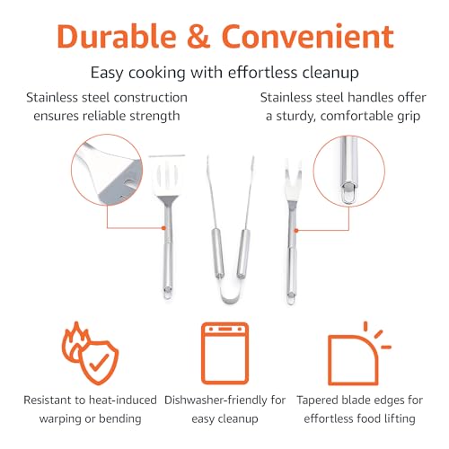 4 Piece Stainless Steel BBQ Grilling Tool Set with Carry Bag (4 Count)