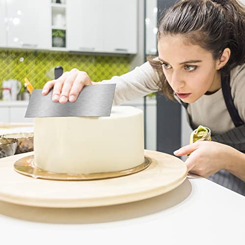 3 Pcs 12 Inch Cake Scraper Smoother Stainless Steel Cake Scraper Metal Large Double Sided Patterned Edge Decorating Comb Icing Smoother for Mousse Butter Cream Dessert Decoration (3 Count)