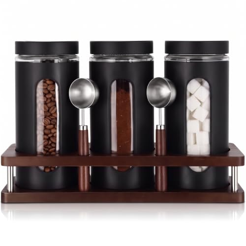 Stainless Steel Coffee Grounds Canisters Container with Shelf (3 Count)