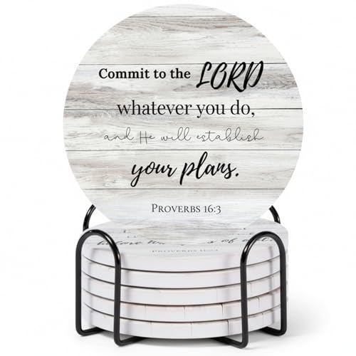 Christian Coasters Set of 6 with Holder