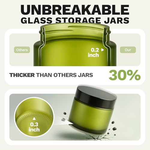 24 Pack 4 oz Green Glass Jars with Lids (24 Count)