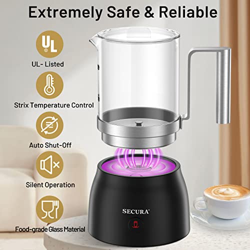 4-in-1 Electric Milk Frother, 17oz Glass Jug Hot & Cold Foam Maker
