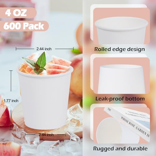 600 Pack 4 OZ Paper Cups (600 Count)