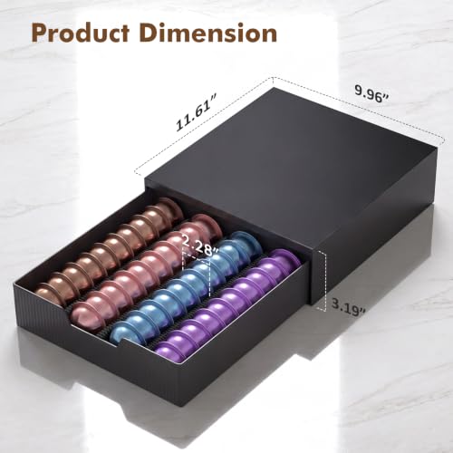 Coffee Pods Drawer Organizer Compatible with Nespresso Vertuo Pods & K