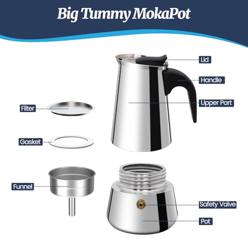 12 Cup Moka Pot Stainless Steel 600ml Italian Espresso