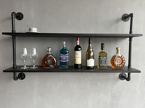 Floating Bookshelf Shelves Industrial Pipe Shelving Pipe Shelves Rustic Wall Shelf 48 Inch Farmhouse Book Shelves for Wall Mounted (2 Count)