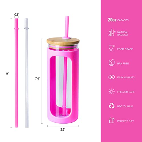 20oz Glass Tumbler with Straw and Lid