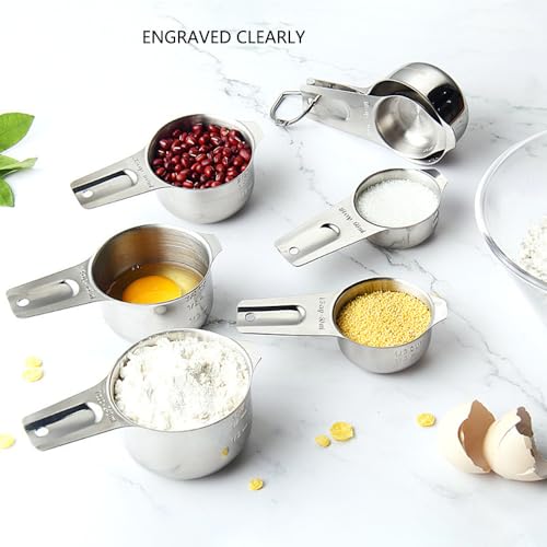 Measuring Cups and Spoons Set Heavy Duty 304 Metal Stainless Steel Measuring Cup Spoon Kitchen Gadgets for Cooking Baking (14 Count)
